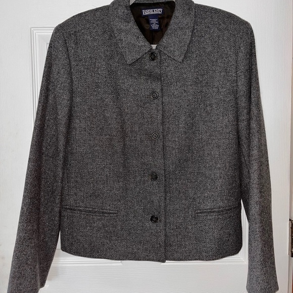 Land’s End Gray Wool Blend Lined Women's Blazer Jacket size 14 - Picture 2 of 6